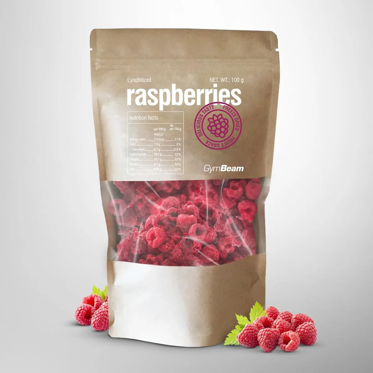 GymBeam Lamponi Liofilizzati frutta 100 g