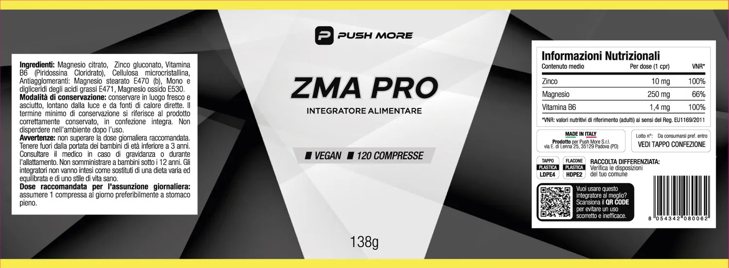 Push More RIV ZMA Pro zinco magnesio 120 capsule recupero