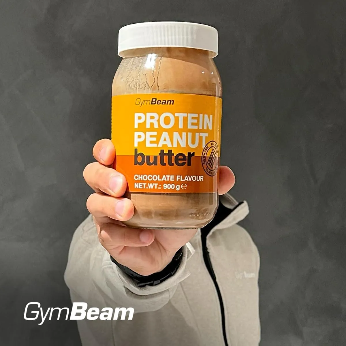 GymBeam Burro di Arachidi Proteico Cioccolato 900 g senza zuccheri