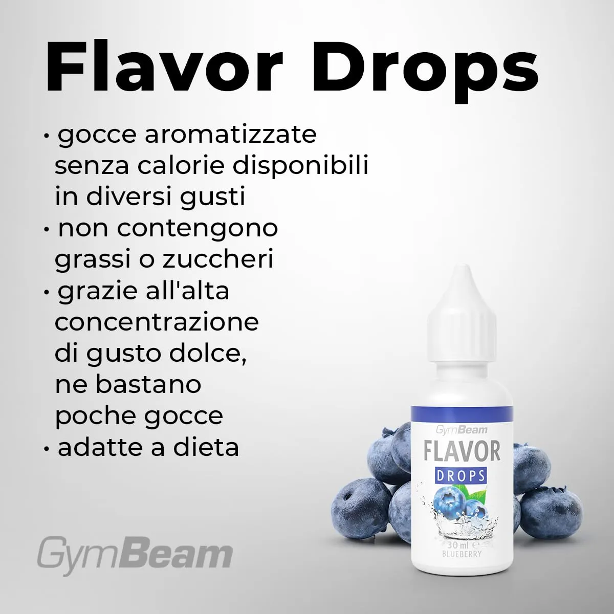 GymBeam Flavor Drops Dolcificante Blueberry Zero Calorie 30 ml