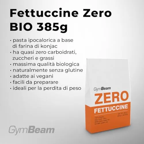 GymBeam Fettuccine Zero BIO pasta konjac 385 g senza glutine