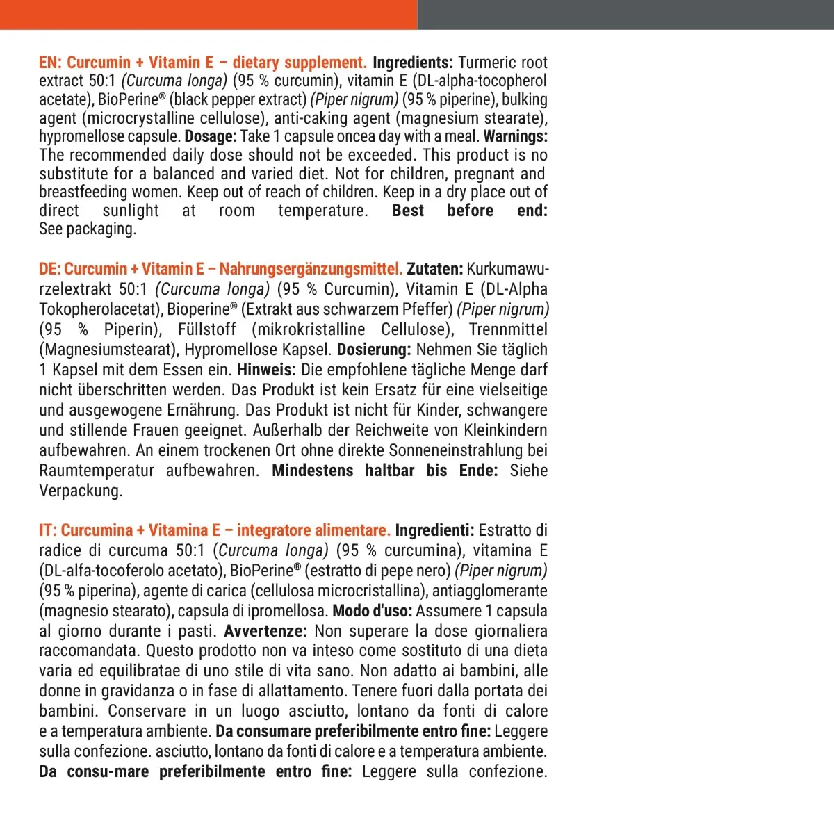 GymBeam Curcumina + Vitamina E Capsule 90 cps Antiossidante