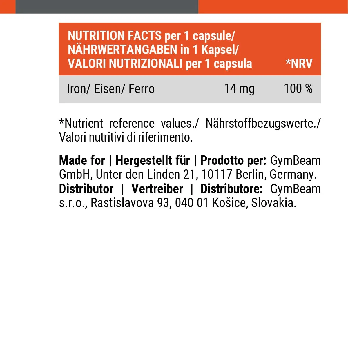 GymBeam Ferro Vegano capsule riduce stanchezza
