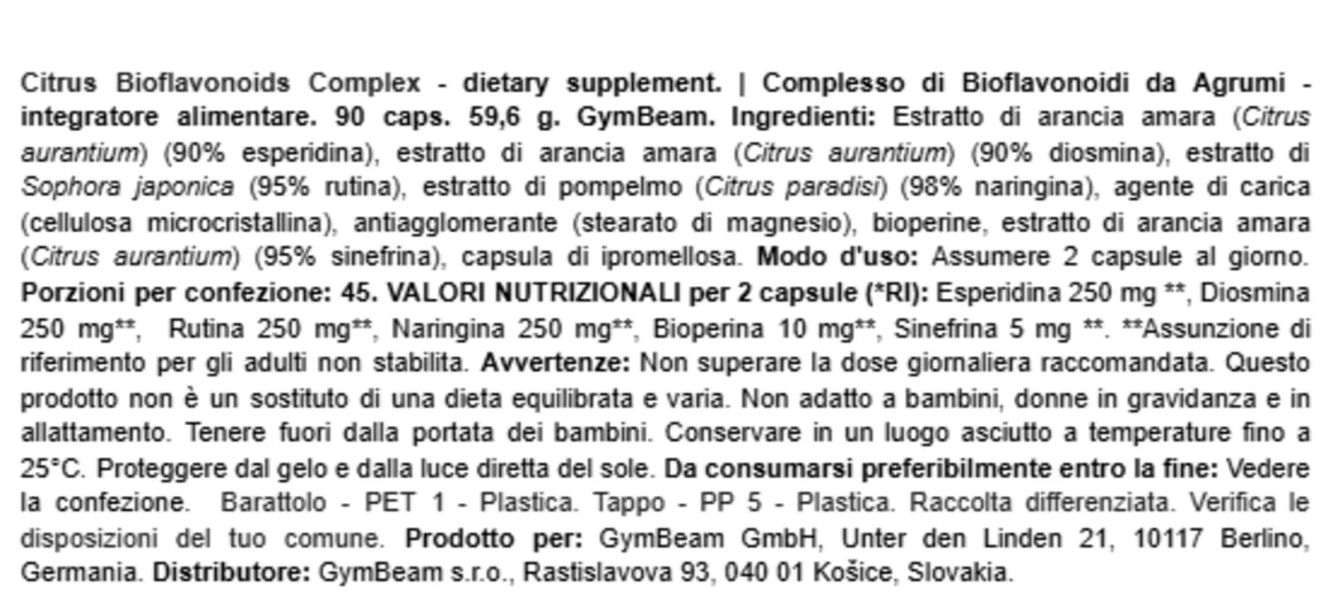 GymBeam Bioflavonoidi Agrumi capsule 90 cps metabolismo